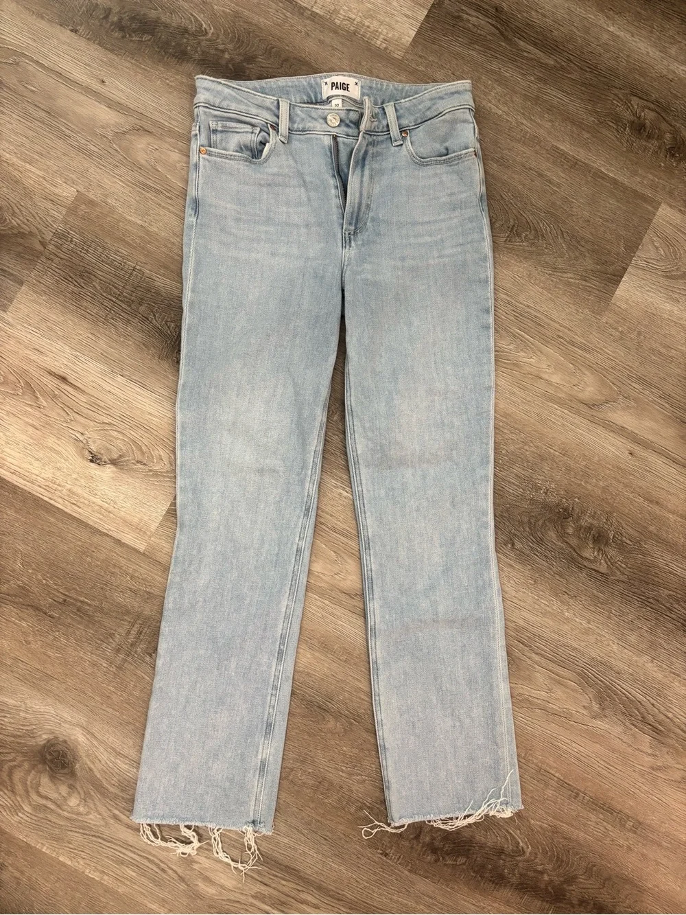 PAIGE Cindy Park Ave Light Blue High-Rise Straight Jeans size 27